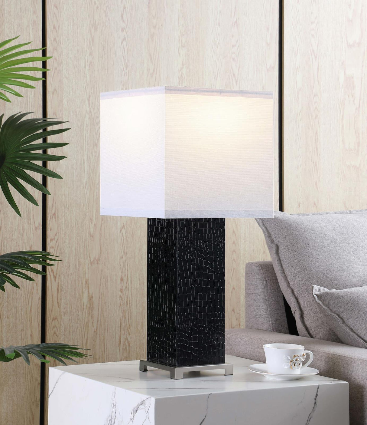 Bridle Square Shade Bedside Table Lamp Black from Coaster - Luna Furniture