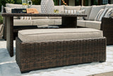 Brook Ranch Brown Outdoor Sofa Sectional/Bench with Cushion, Set of 3 - P465-822 - Luna Furniture