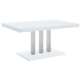 Brooklyn White High Gloss/Chrome Rectangular Dining Table from Coaster - Luna Furniture