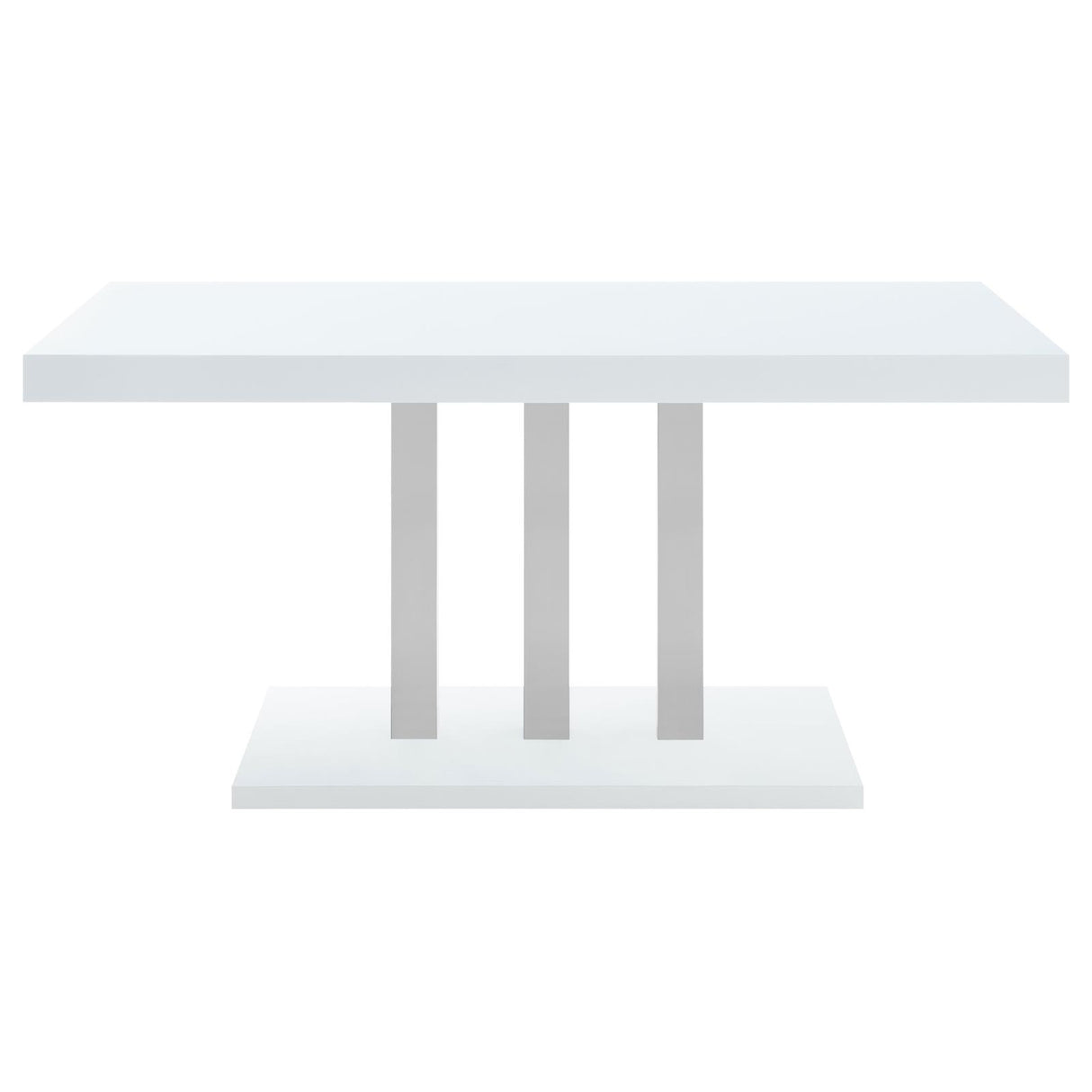 Brooklyn White High Gloss/Chrome Rectangular Dining Table from Coaster - Luna Furniture