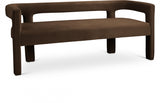 Athena Brown Velvet Bench from Meridian - Luna Furniture