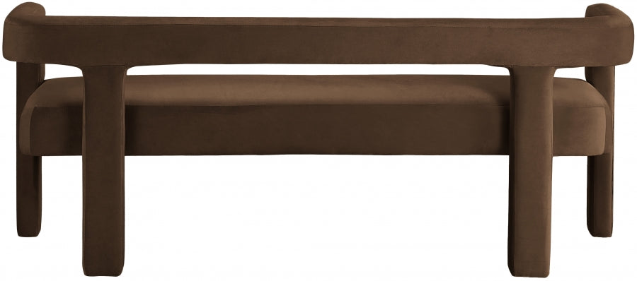 Athena Brown Velvet Bench from Meridian - Luna Furniture