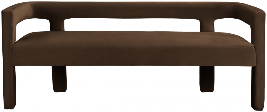 Athena Brown Velvet Bench from Meridian - Luna Furniture