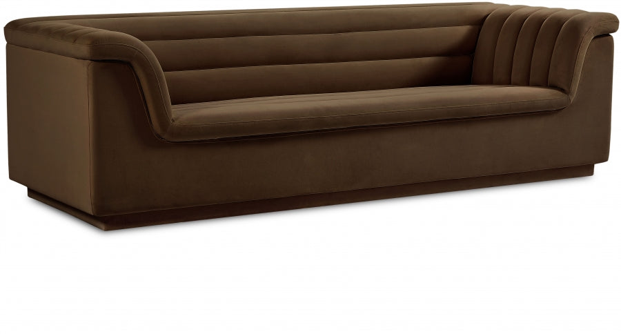 Brown Cascade Velvet Fabric Sofa from Meridian - Luna Furniture