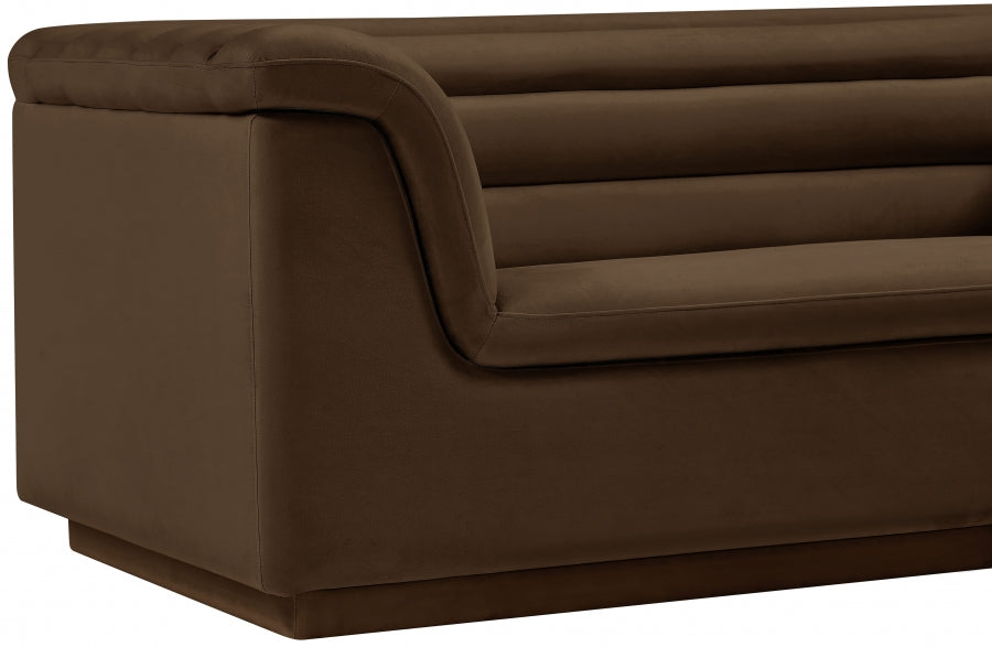 Brown Cascade Velvet Fabric Sofa from Meridian - Luna Furniture