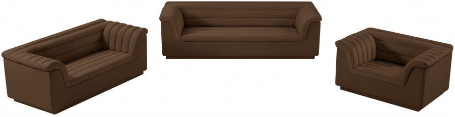 Brown Cascade Velvet Fabric Sofa from Meridian - Luna Furniture