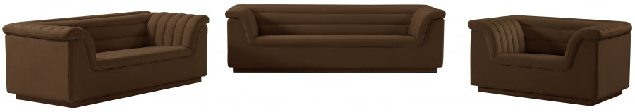 Brown Cascade Velvet Fabric Sofa from Meridian - Luna Furniture