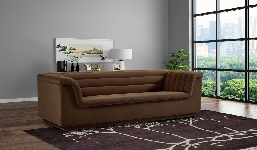 Brown Cascade Velvet Fabric Sofa from Meridian - Luna Furniture