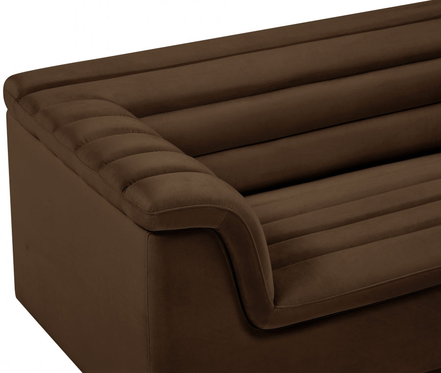 Brown Cascade Velvet Fabric Sofa from Meridian - Luna Furniture