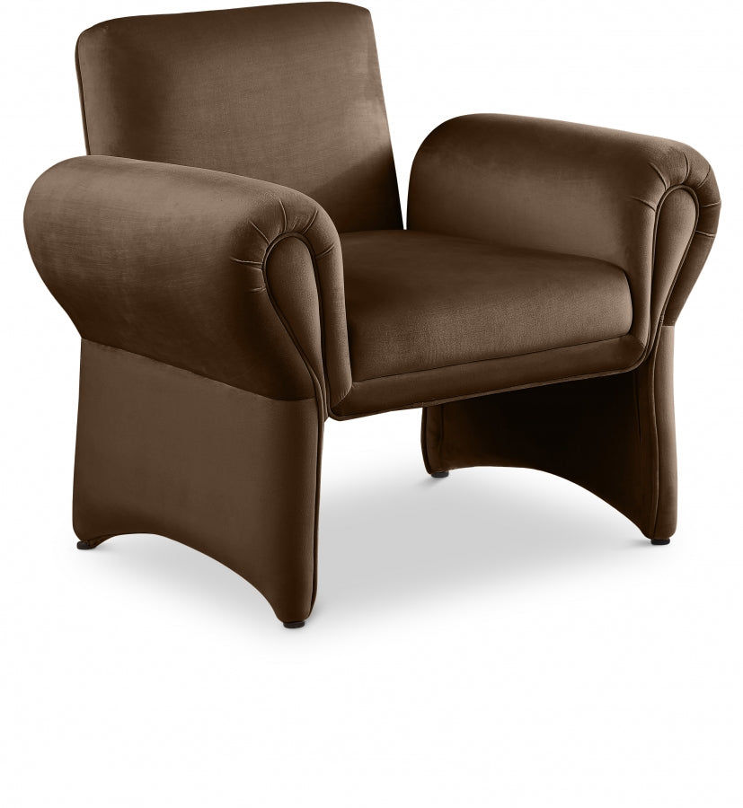 Brown Fleurette Velvet Accent Chair from Meridian - Luna Furniture