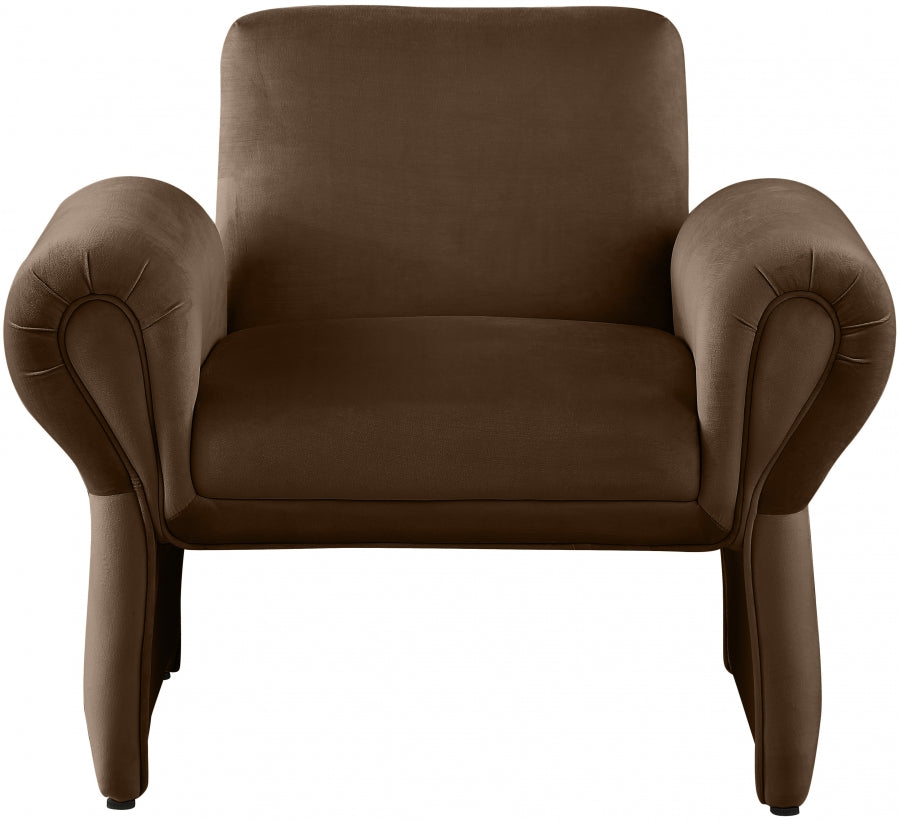 Brown Fleurette Velvet Accent Chair from Meridian - Luna Furniture