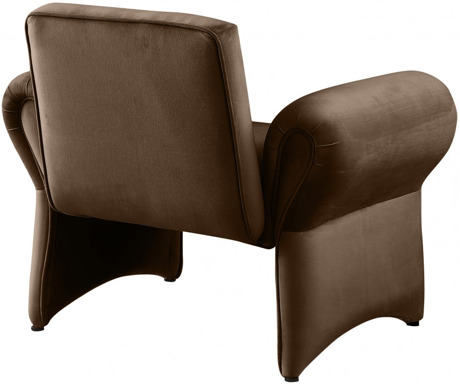 Brown Fleurette Velvet Accent Chair from Meridian - Luna Furniture