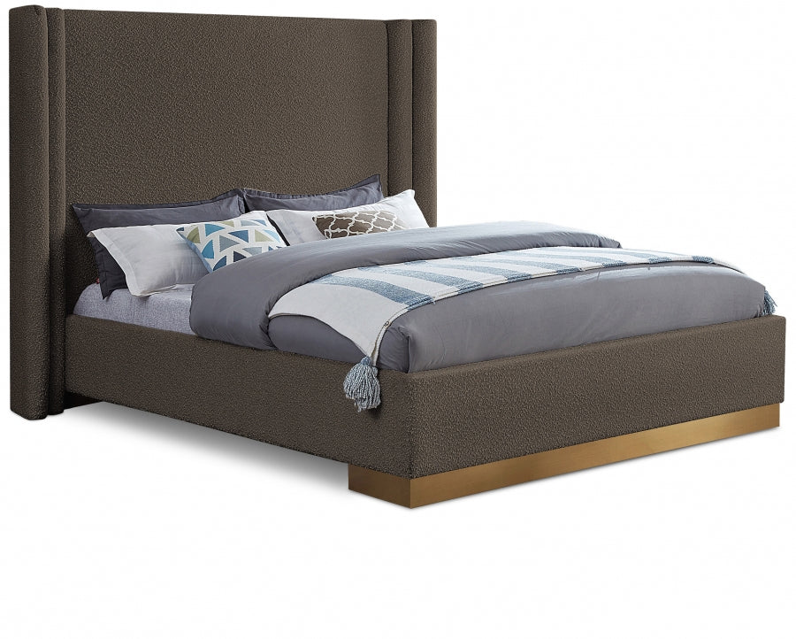 Brown Halton Boucle Fabric King Bed from Meridian - Luna Furniture