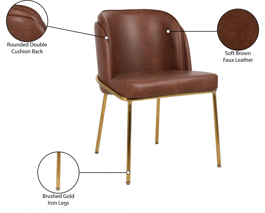 Jagger Brown Faux Leather Dining Chair from Meridian - Luna Furniture