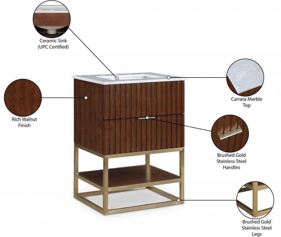 Monad Brown 24" Bathroom Vanity from Meridian - Luna Furniture