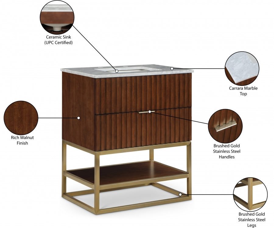 Monad Brown 30" Bathroom Vanity from Meridian - Luna Furniture