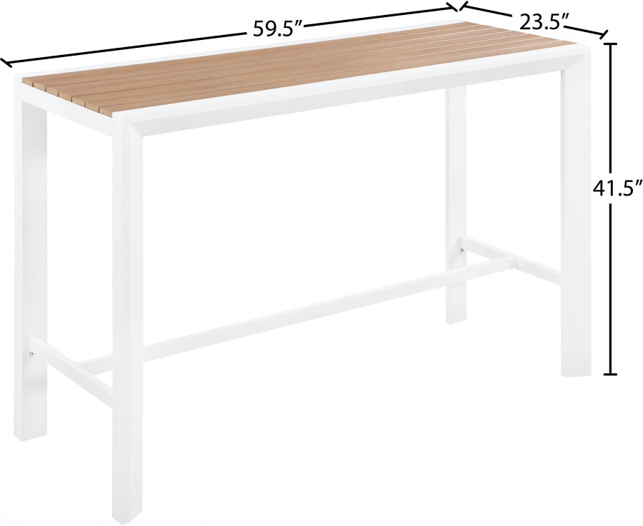 Nizuc Brown Outdoor Patio Aluminum Bar Table from Meridian - Luna Furniture