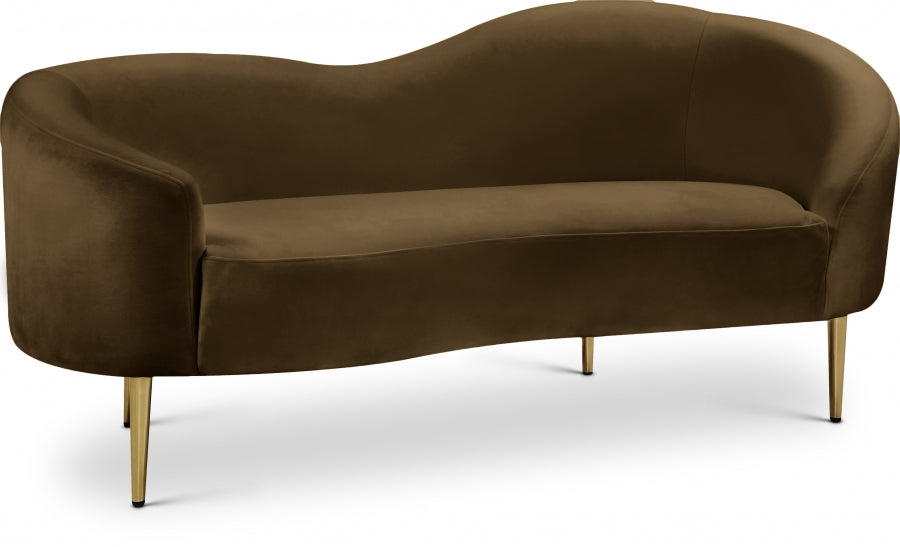 Ritz Brown Velvet Loveseat from Meridian - Luna Furniture