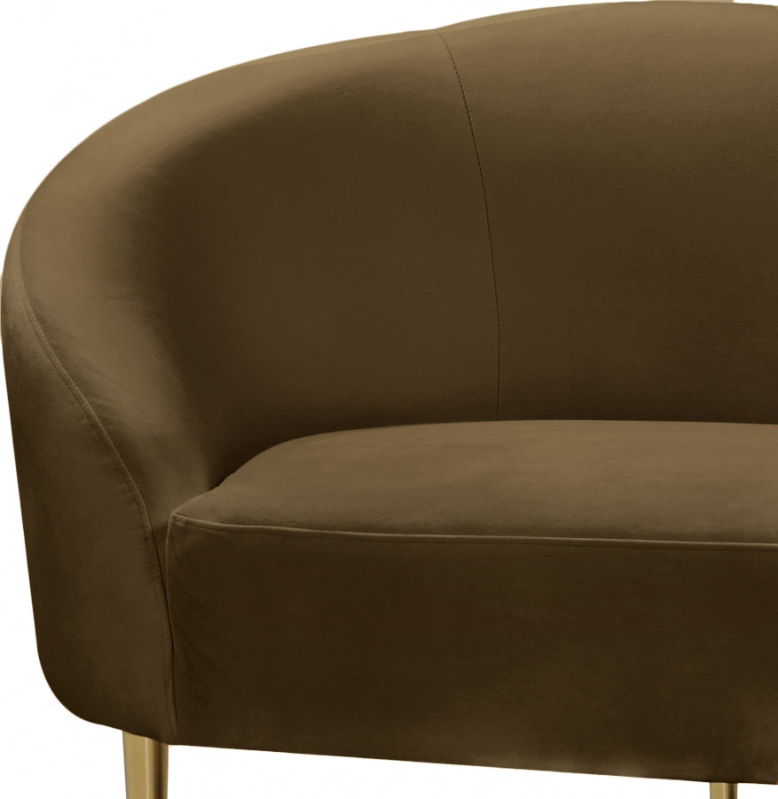 Ritz Brown Velvet Loveseat from Meridian - Luna Furniture