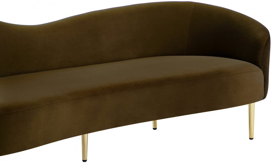 Ritz Brown Velvet Sofa from Meridian - Luna Furniture