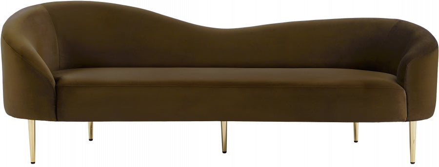 Ritz Brown Velvet Sofa from Meridian - Luna Furniture