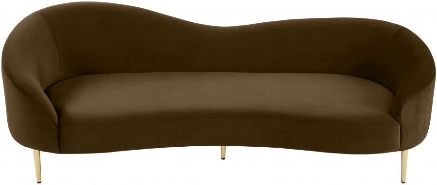 Ritz Brown Velvet Sofa from Meridian - Luna Furniture