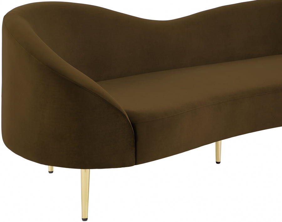 Ritz Brown Velvet Sofa from Meridian - Luna Furniture