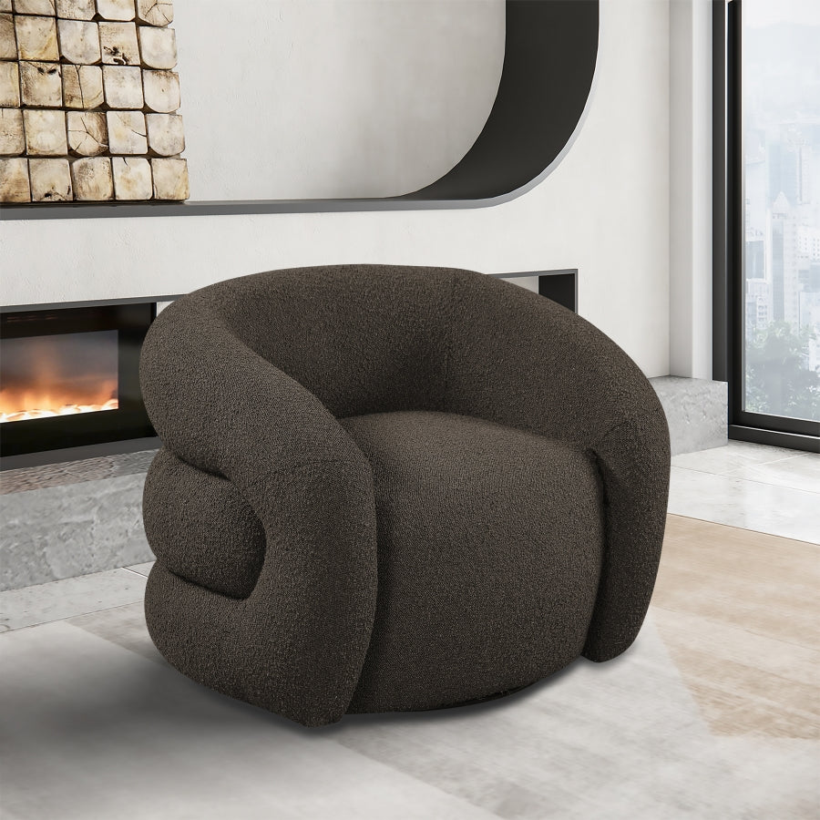 Brown Roxbury Boucle Fabric Dining Chair / Accent Chair from Meridian - Luna Furniture