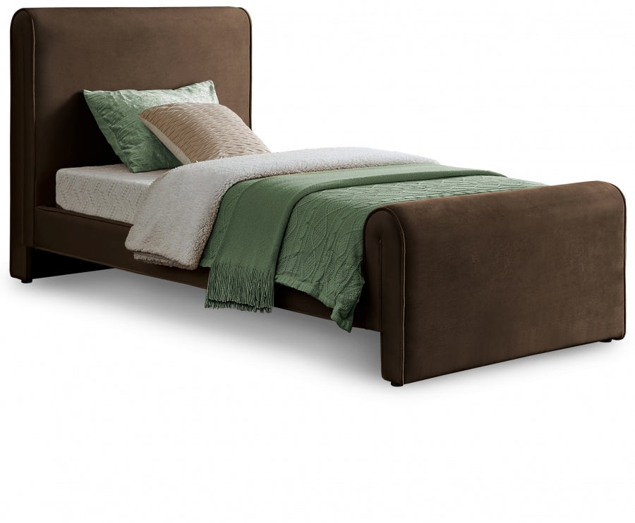 Brown Sloan Velvet Twin Bed from Meridian - Luna Furniture