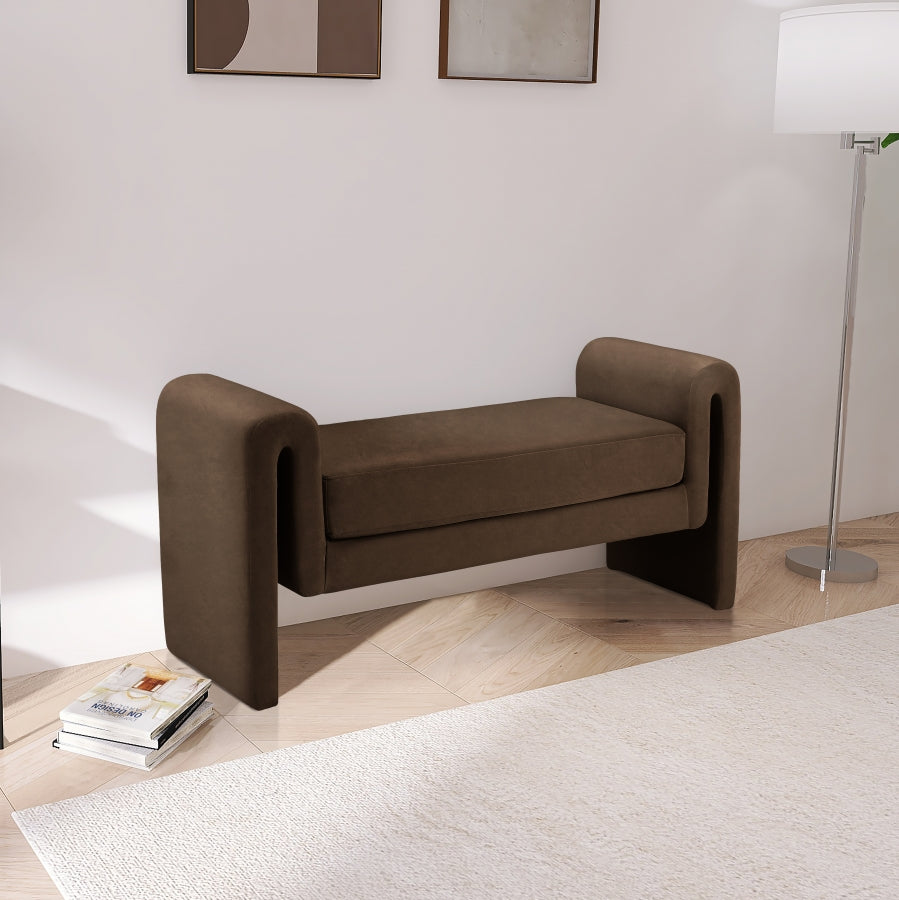 Stylus Brown Velvet 51" Bench from Meridian - Luna Furniture