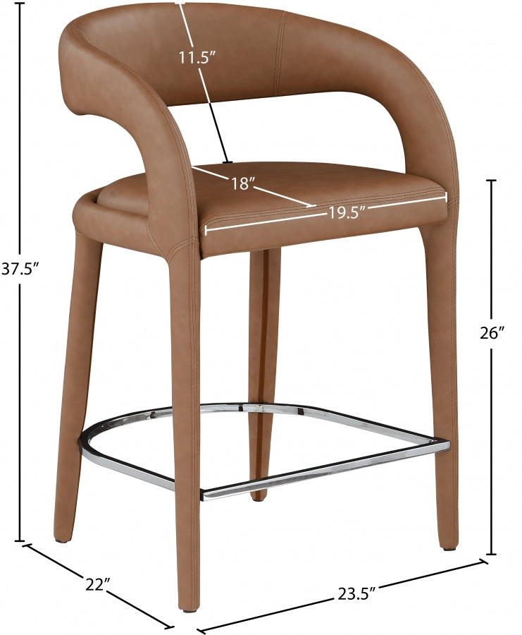 Sylvester Brown Faux Leather Counter Stool from Meridian - Luna Furniture