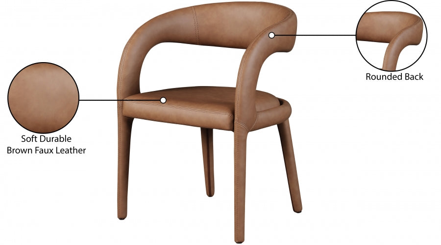 Sylvester Brown Faux Leather Dining Chair from Meridian - Luna Furniture