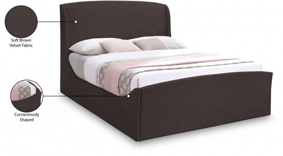 Tess Brown Velvet King Bed from Meridian - Luna Furniture