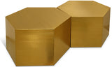 Hexagon Brushed Gold Modular 2-Piece Coffee Table from Meridian - Luna Furniture