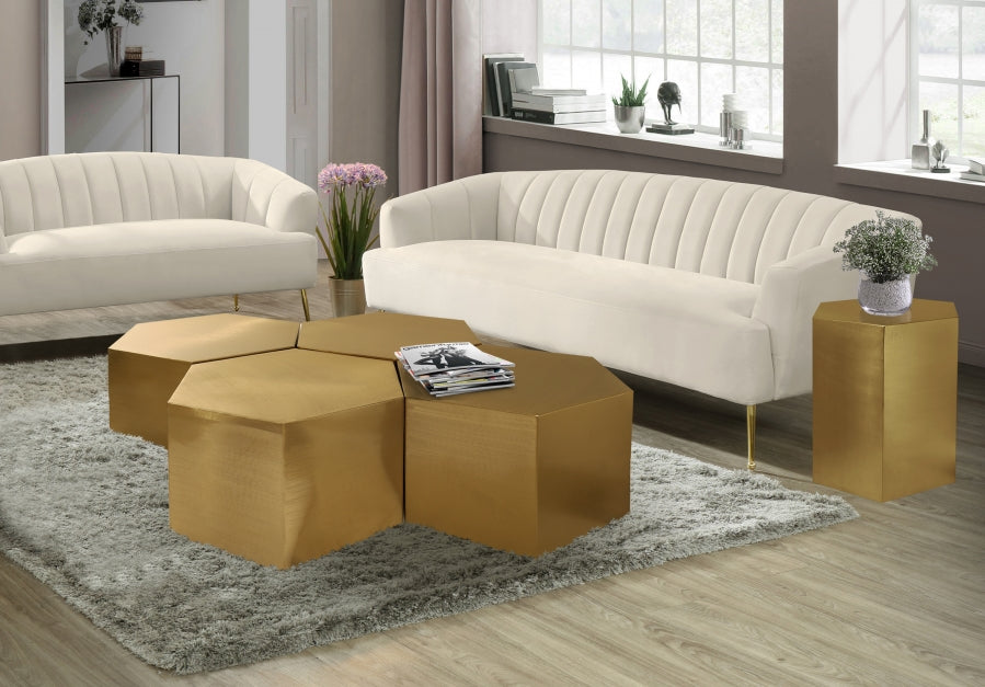 Hexagon Brushed Gold Modular 4-Piece Coffee Table from Meridian - Luna Furniture