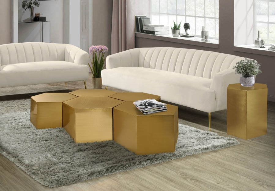 Hexagon Brushed Gold Modular 5-Piece Coffee Table from Meridian - Luna Furniture