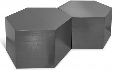 Hexagon Brushed Chrome Modular 2-Piece Coffee Table from Meridian - Luna Furniture