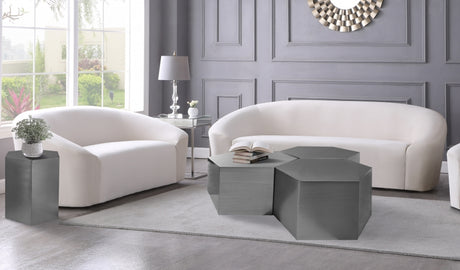 Hexagon Brushed Chrome Modular 3-Piece Coffee Table from Meridian - Luna Furniture