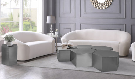 Hexagon Brushed Chrome Modular 5-Piece Coffee Table from Meridian - Luna Furniture