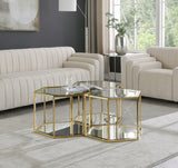 Sei Brushed Gold Modular 3-Piece Coffee Table from Meridian - Luna Furniture