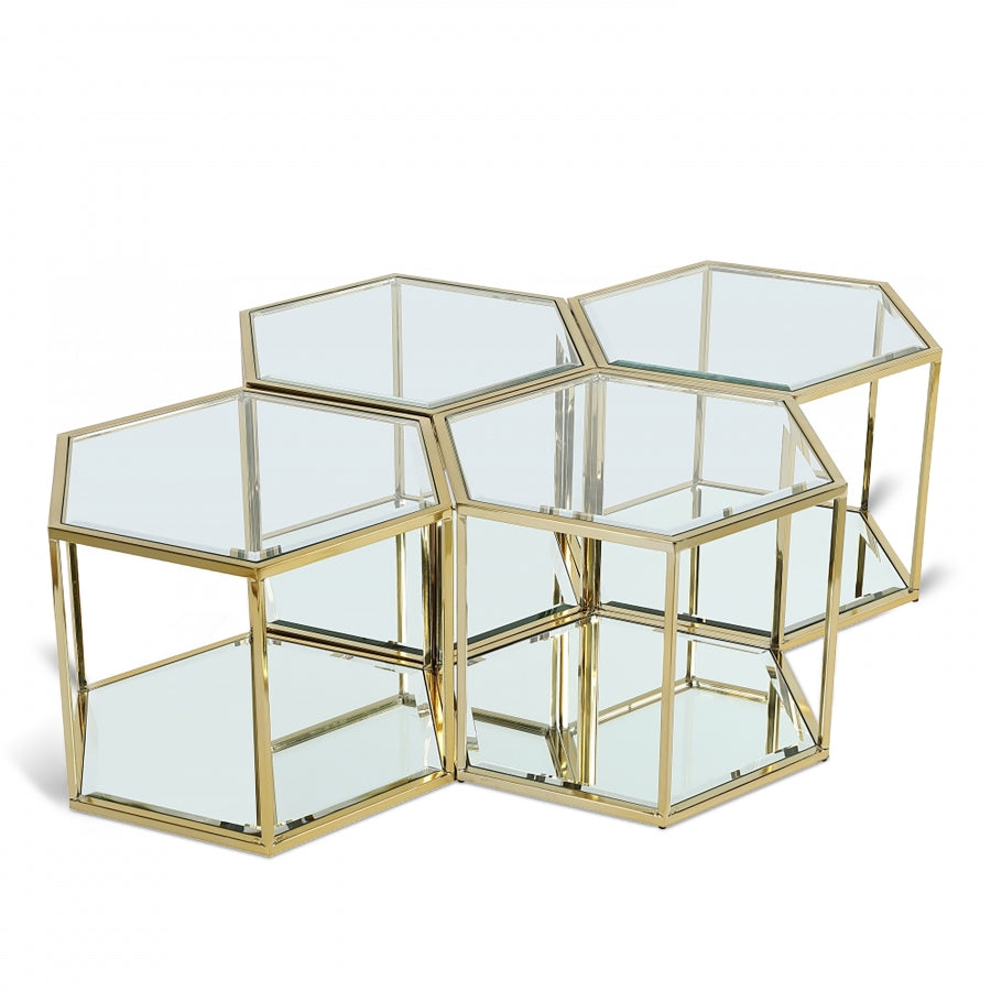 Sei Brushed Gold Modular 4-Piece Coffee Table from Meridian - Luna Furniture