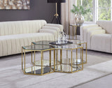 Sei Brushed Gold Modular 4-Piece Coffee Table from Meridian - Luna Furniture