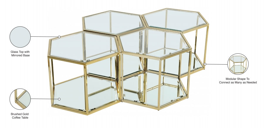 Sei Brushed Gold Modular 4-Piece Coffee Table from Meridian - Luna Furniture