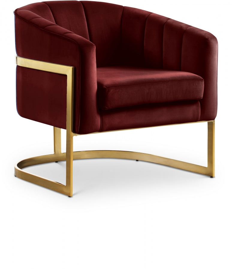 Carter Burgundy Velvet Accent Chair from Meridian - Luna Furniture