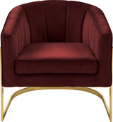 Carter Burgundy Velvet Accent Chair from Meridian - Luna Furniture