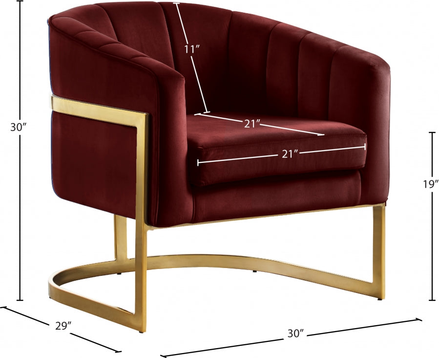 Carter Burgundy Velvet Accent Chair from Meridian - Luna Furniture