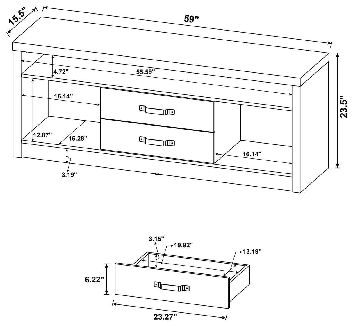 Burke 2-drawer TV Console Grey Driftwood - 701024 - Luna Furniture