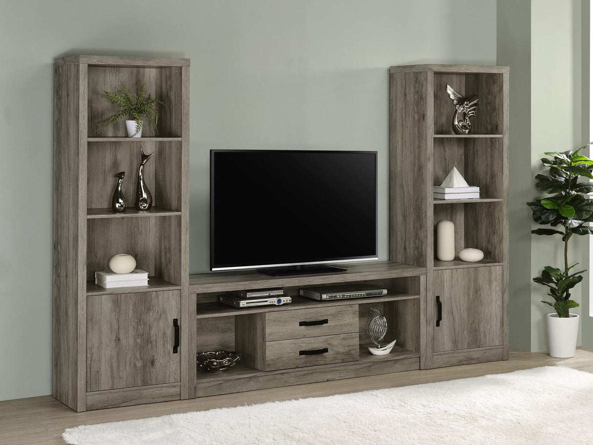 Burke 3-piece Entertainment Center Grey Driftwood from Coaster - Luna Furniture