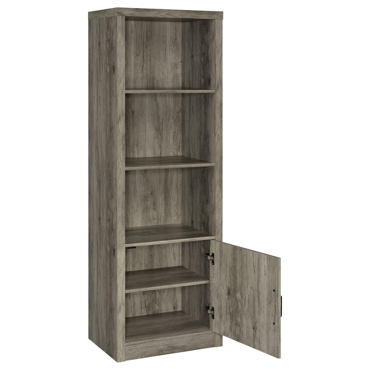 Burke Gray Driftwood 3-Shelf Media Tower With Storage Cabinet from Coaster - Luna Furniture