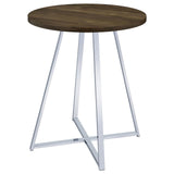 Bexter White/Chrome Faux Marble Round Top Bar Table from Coaster - Luna Furniture